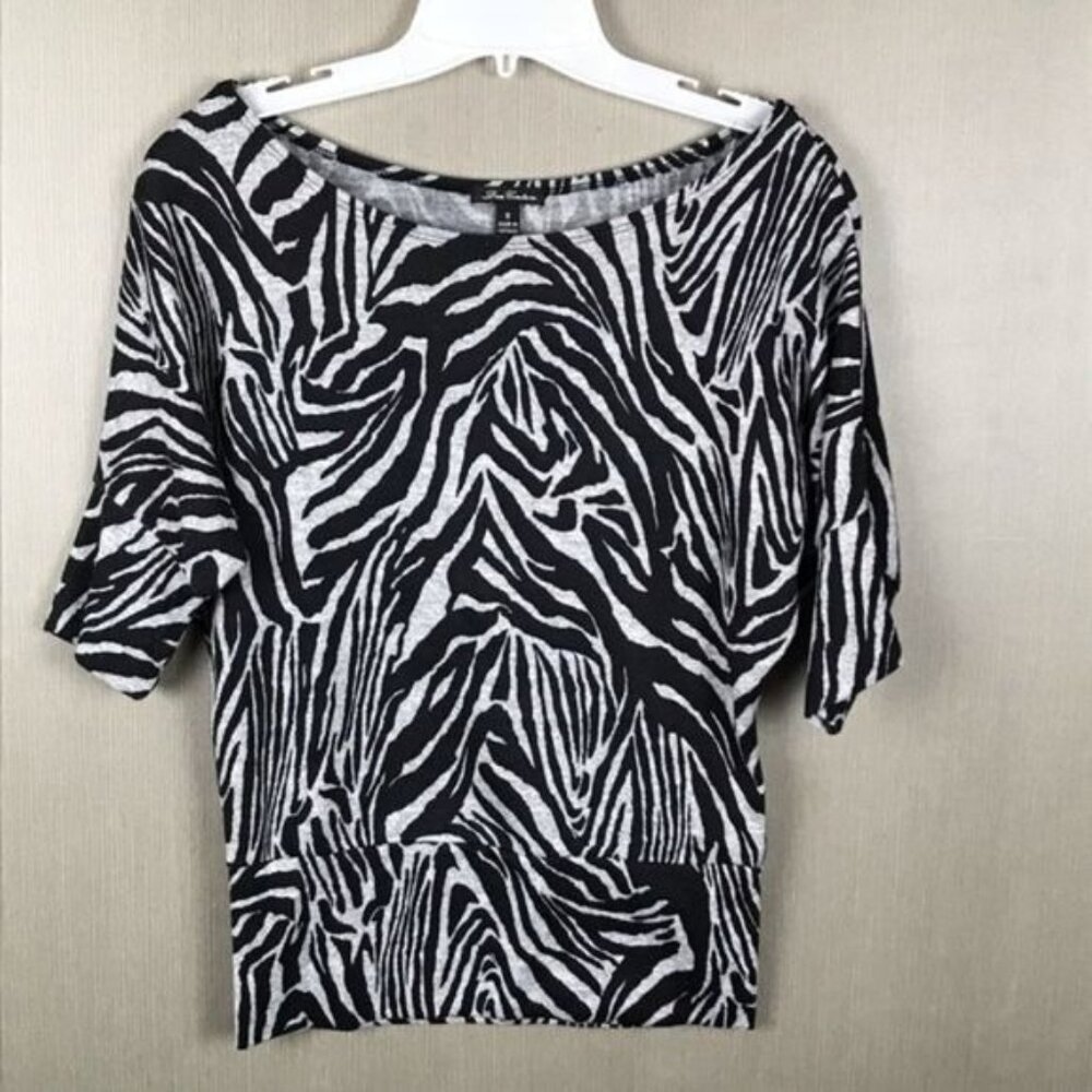 Zebra Print Womens Knit Top By Dna Couture S Polyester & Spandex Blend